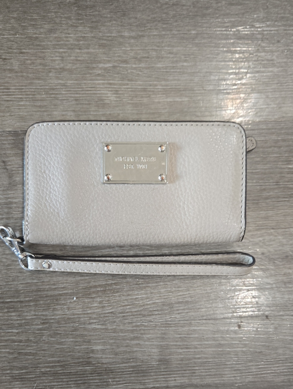 Michael Kors GRAY Pebbled Leather Wristlet
